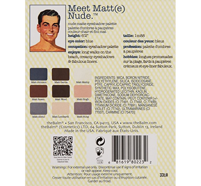 theBalm Palettes Meet Matte Nude Eyeshadow Palette палетка теней